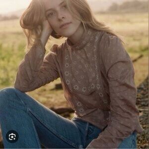 DOEN Remy Blouse in Dusty Rose Floral Pattern Size Small